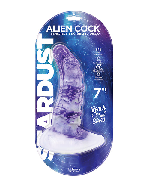 Consolador texturizado de silicona Stardust Alien Cock en color morado - featured product image.