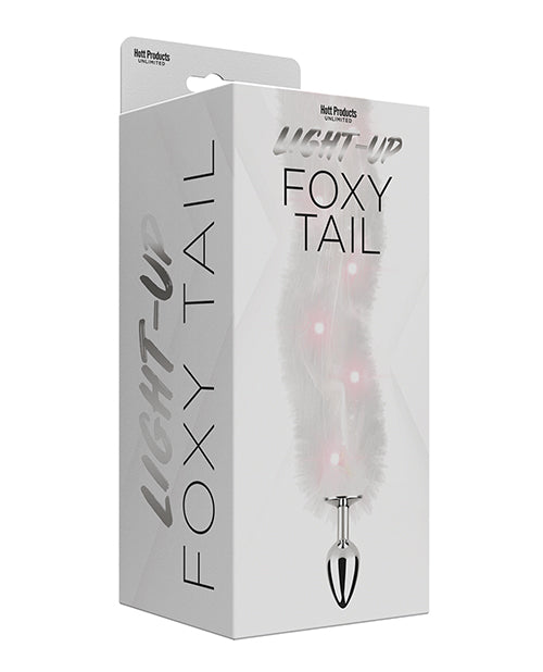 Resplandor encantador: Plug anal Foxy Tail blanco iluminado - featured product image.