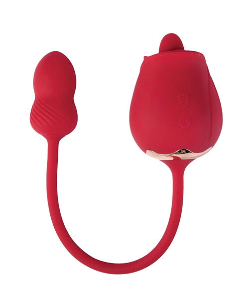 Fuchsia Rose Dual Stimulator & Vibrating Egg - Red Product Image.