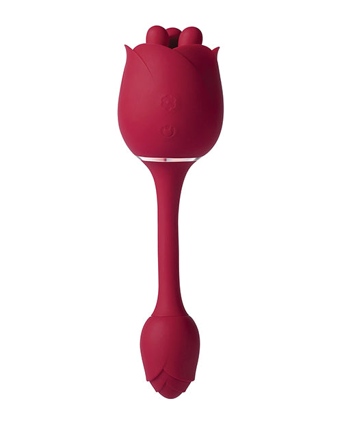 Roseann Vibrador Rosa de Doble Extremo Rojo - featured product image.