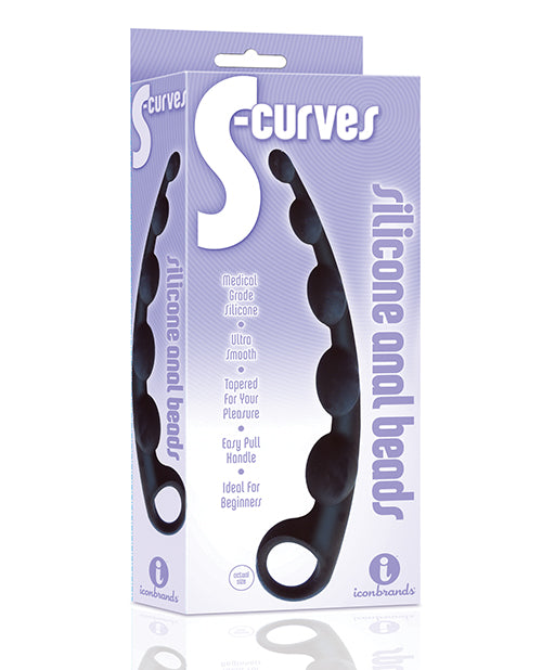 9's S-Curved Silicone Anal Beads: Intensify Pleasure & Comfort Product Image.