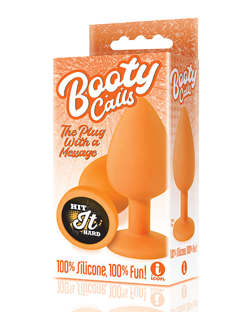 Vibrante tapón anal de silicona naranja - 9's Booty Talk Hit It Hard - featured product image.