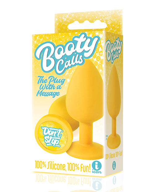 Vibrant Yellow "Don't Stop" Butt Plug by 9's Booty Talk Product Image.