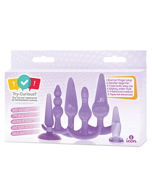“嘗試好奇的迷人紫色肛門塞套件” Product Image.