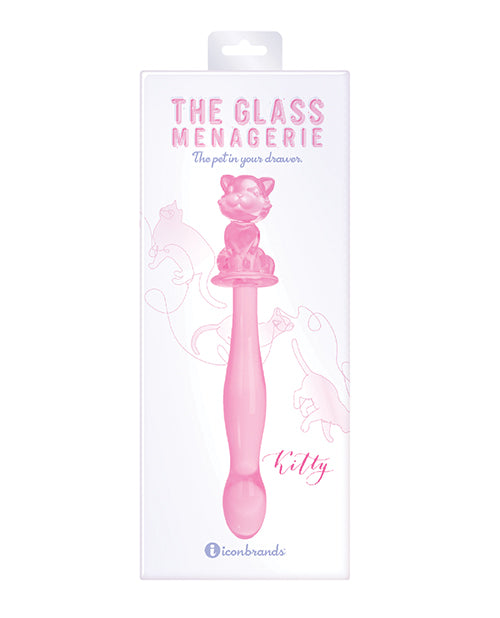 Consolador de cristal Glass Menagerie Kitty en rosa: la fantasía se encuentra con el placer Product Image.