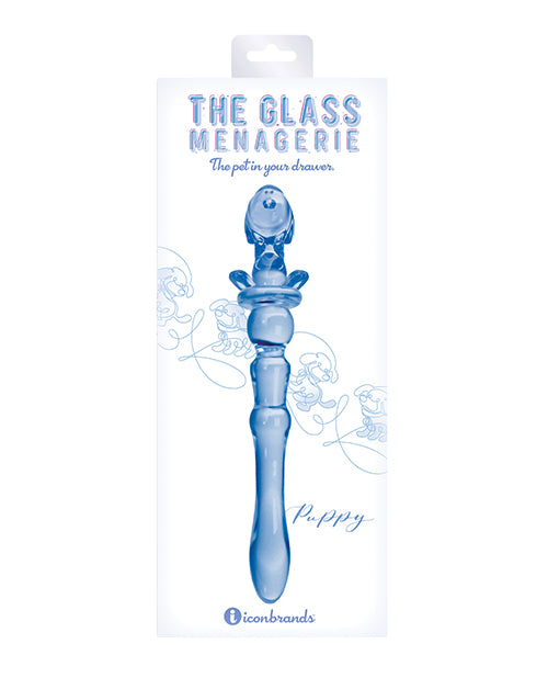 Glass Menagerie Puppy Glass Dildo - Dark Blue 🐶 - featured product image.