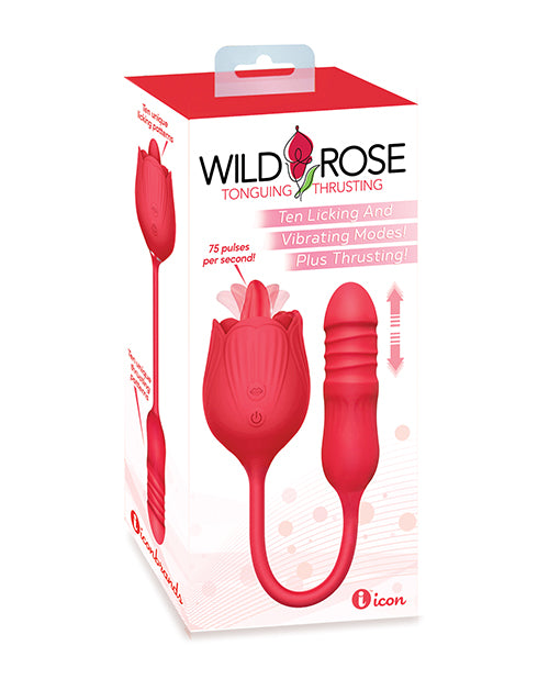 Wild Rose Red Licking & Thrusting Vibrator: The Ultimate Pleasure Experience Product Image.