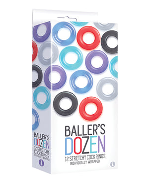 9's Baller's Dozen 12pc Cockring Set - Spice Up Your Bedroom Fun!