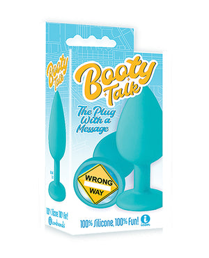 9's Booty Calls Wrong Way Plug - Blue: Cheeky Message in a Booty Design