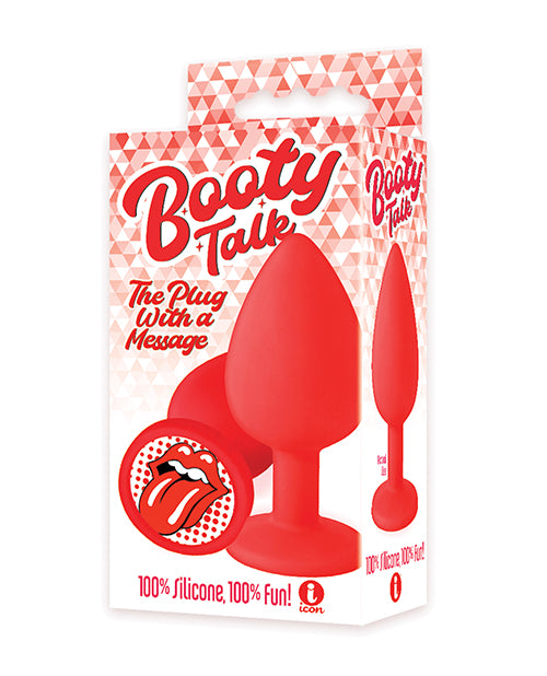 Plug de lengua Booty Calls de 9 - Rojo: Plug anal con mensaje atrevido 🍑 - featured product image.