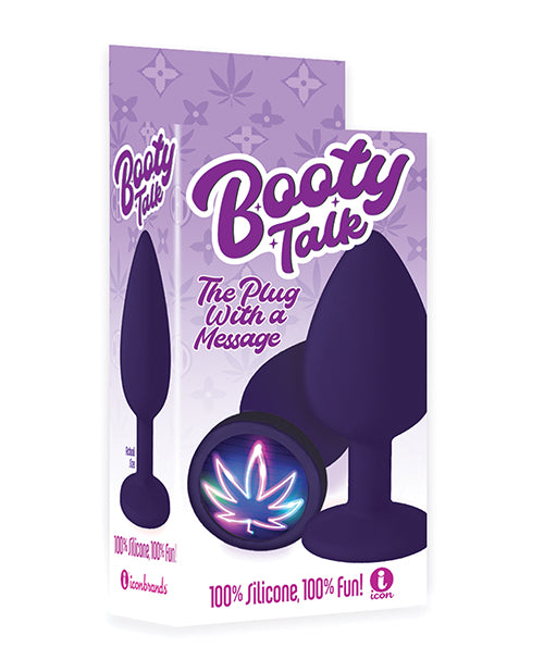 9's Booty Calls Neon Leaf Plug - Purple: Fun & Cheeky Butt Plug - featured product image.