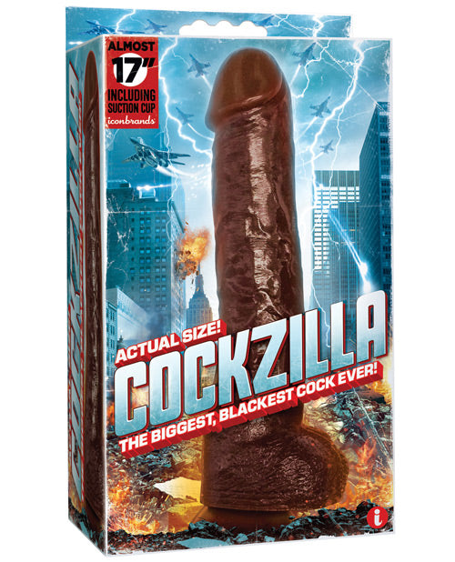 Icon Male Cockzilla - El consolador negro definitivo de 17" - featured product image.