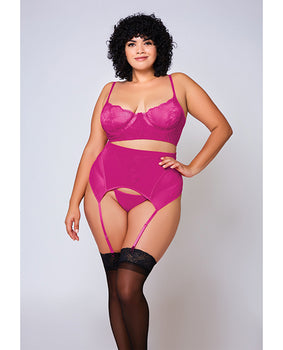 紫紅色蕾絲胸罩套裝帶吊襪帶 🌺 - Featured Product Image