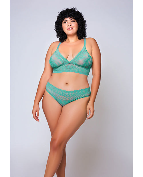 Shop for the Geometric Lace Teal Bralette & Hipster Set at My Ruby Lips