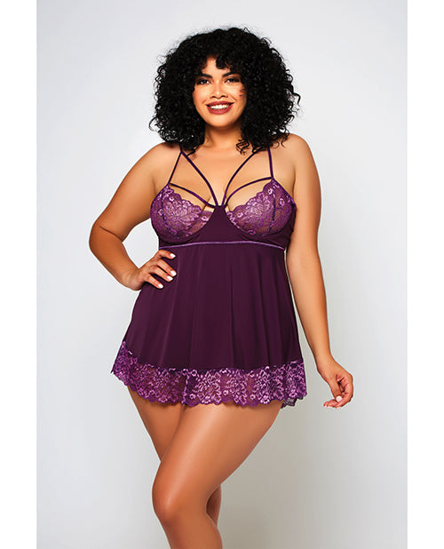奢華紫色蕾絲娃娃裝和丁字褲套裝 - featured product image.