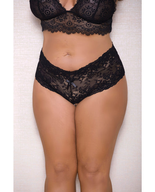 Luxurious Lace & Pearl Boyshort with Satin Bow Accents Product Image.