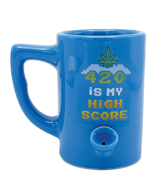 Taza de café Wake &amp; Bake 420 is My High Score - 10 oz azul Product Image.