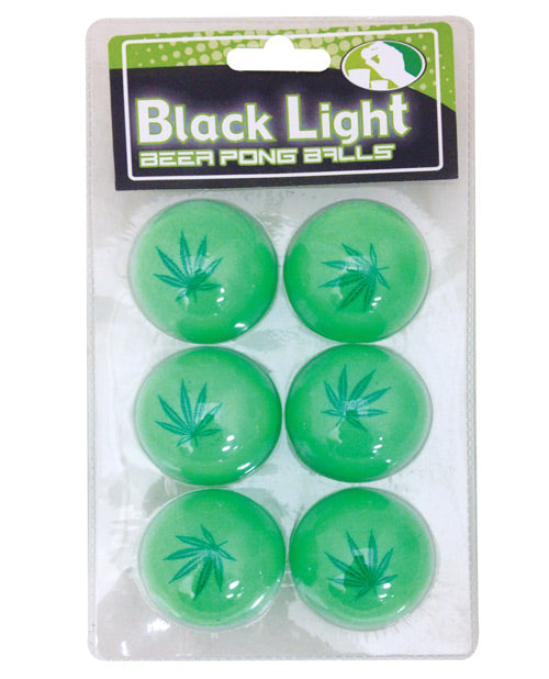 Green Pot Leaf Black Light Pong Balls - Pack of 6 - featured product image.