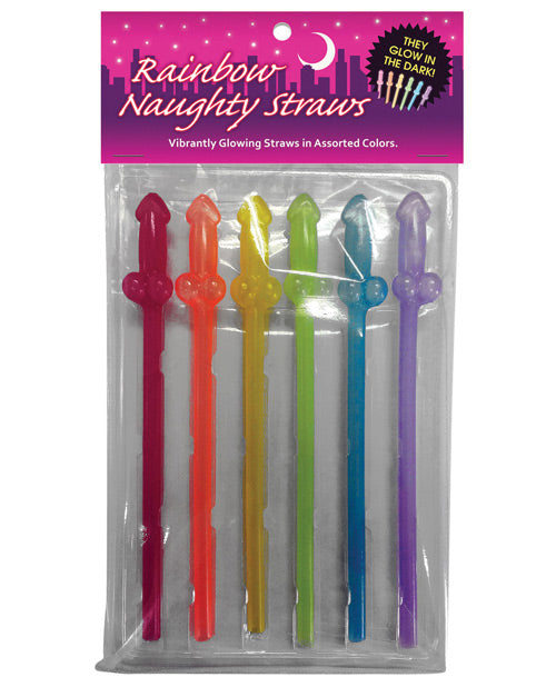 Glowing Rainbow Straws: Pack of 6 - featured product image.