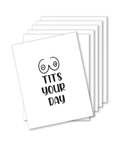 Cheeky & Humorous "Tits Your Day" Greeting Cards - Pack of 6