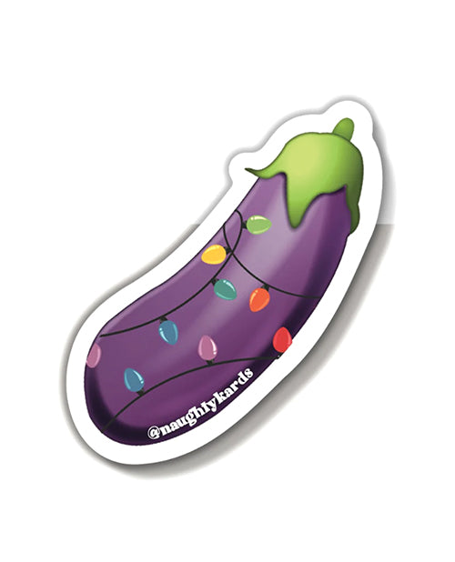 "Trío de pegatinas traviesas con emoji de berenjena iluminada" - featured product image.