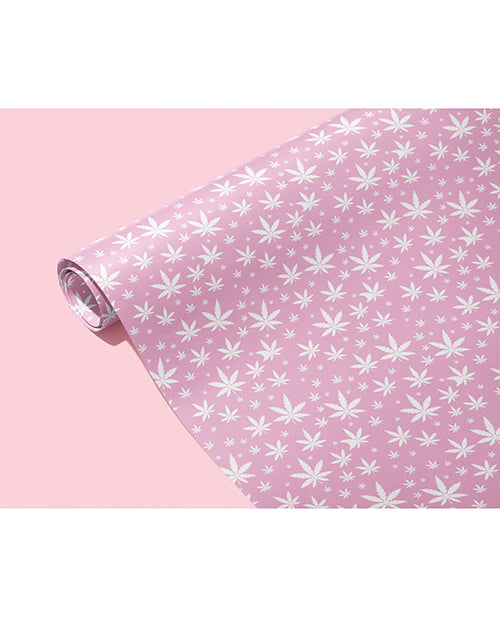 Papel de regalo de lujo con hoja de marihuana rosa - featured product image.