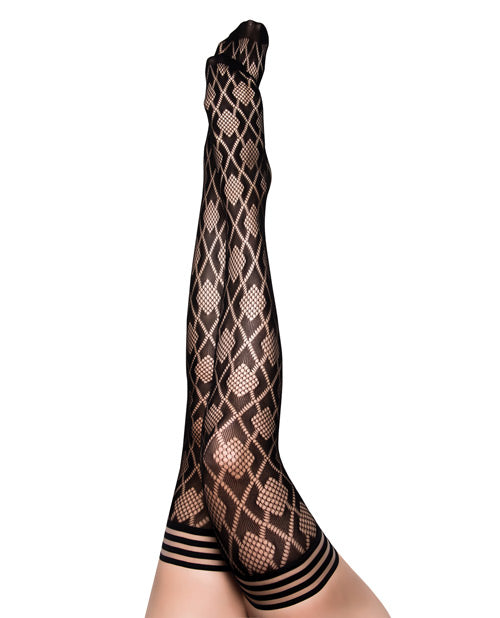 Kix'ies Elle Diamond Fishnet Thigh Highs 🖤 Product Image.
