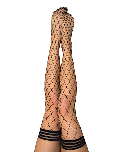 Kix'ies Michelle Large Fishnet Thigh High: Alluring, Comfortable, Versatile Product Image.
