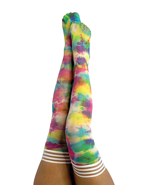 Kix'ies Gilly Tie Die Thigh High Bright: Vibrant, Stay-Up, High-Quality - featured product image.