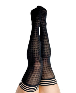 Kix'ies Meaghan Houndstooth Thigh Highs: No-Slip Comfort & Style
