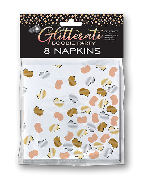 Glitterati Metallic Boobie Party Napkins - Pack of 8 - featured product image.