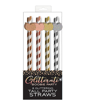"Pajitas altas Glitterati Boobie Party - Paquete de 8" - Featured Product Image