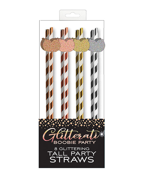 "Glitterati Boobie Party Tall Straws - Pack of 8" - featured product image.