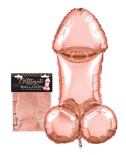 Globo Mylar para pene con purpurina dorada rosa de 3 pies - featured product image.