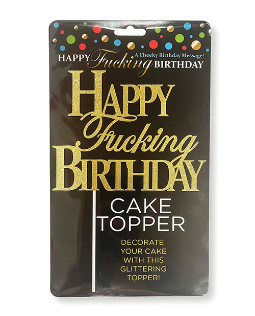 Happy Fucking Birthday Gold Glitter Cake Topper Product Image.