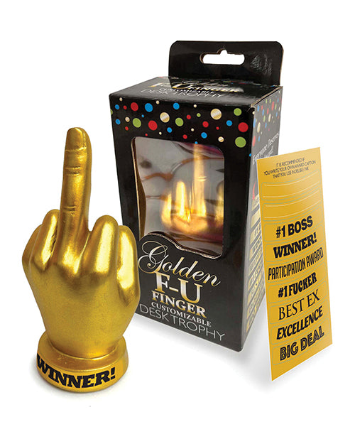 Trofeo de dedo FU dorado personalizable de 6 pulgadas Product Image.