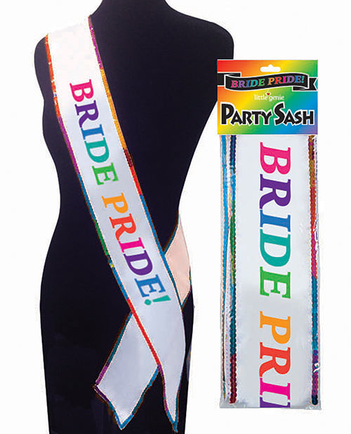 Rainbow Glitter Bride Pride Sash Product Image.