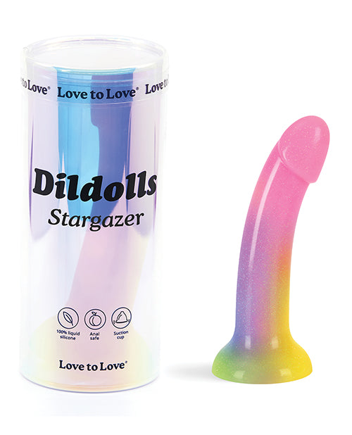 Stargazer Silicone Dildo: Gradient Rainbow with Glitter - featured product image.