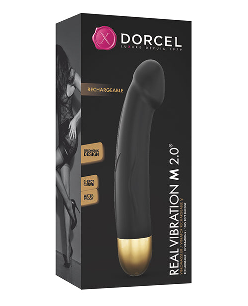 Shop for the Dorcel Real Vibration M 8.6" Rechargeable Vibrator 2.0 - Black/Gold: Ultimate Pleasure Experience at My Ruby Lips