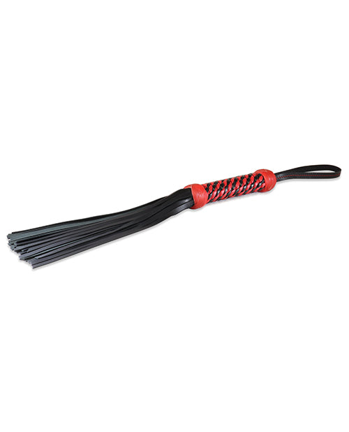 Flogger con agarre trenzado de piel de cordero negra Sultra de 16": un viaje hacia la sensualidad - featured product image.