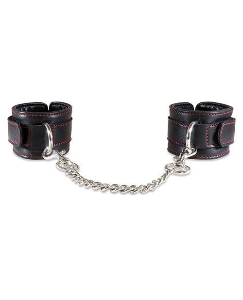 Shop for the Sultra Black Lambskin Handcuffs with 5 1/2" Chain - Luxurious Comfort & Style at My Ruby Lips