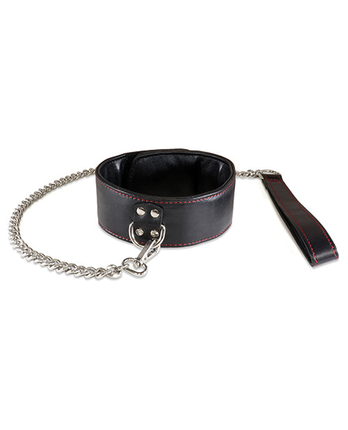 Sultra Black Lambskin Collar with 24" Chain: Elegance in Intimate Exploration - featured product image.