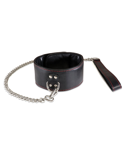 Shop for the Sultra Black Lambskin Collar with 24" Chain: Elegant Power & Passion at My Ruby Lips