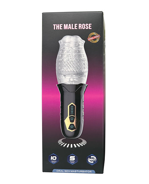 The Male Rose Rotating Blow Job Simulator - Black - featured product image.