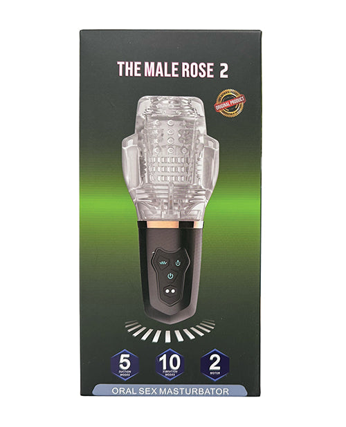 Male Rose 2 吸吮與震動口交吸盤 - 黑色 Product Image.