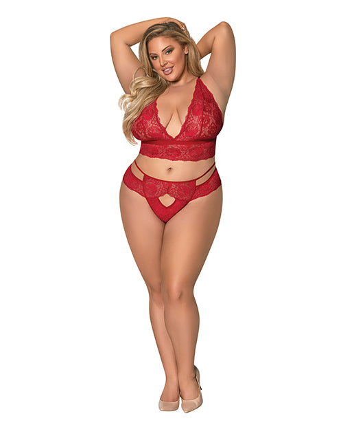 精緻紅色蕾絲胸罩內褲套裝 - featured product image.