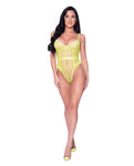 Love Star Chartreuse High Leg Teddy with Snap Crotch - L/XL