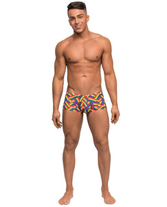 Male Power Rainbow Herringbone Mini Shorts