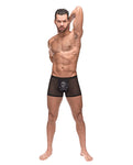 Private Screening Skull Pouch Micro Mesh Shorts in Black