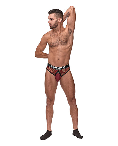 Red Fishnet Cock Ring Thong - featured product image.